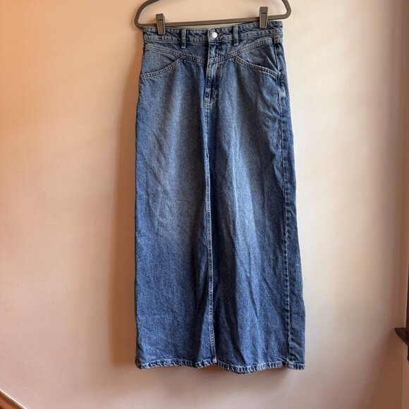 Free People We The Free Come as you Are Long Maxi Denim Skirt NWT Sz 6 - Picture 1 of 10